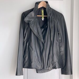 NWOT SOIA & KYO Asymmetrical Black Leather Jacket